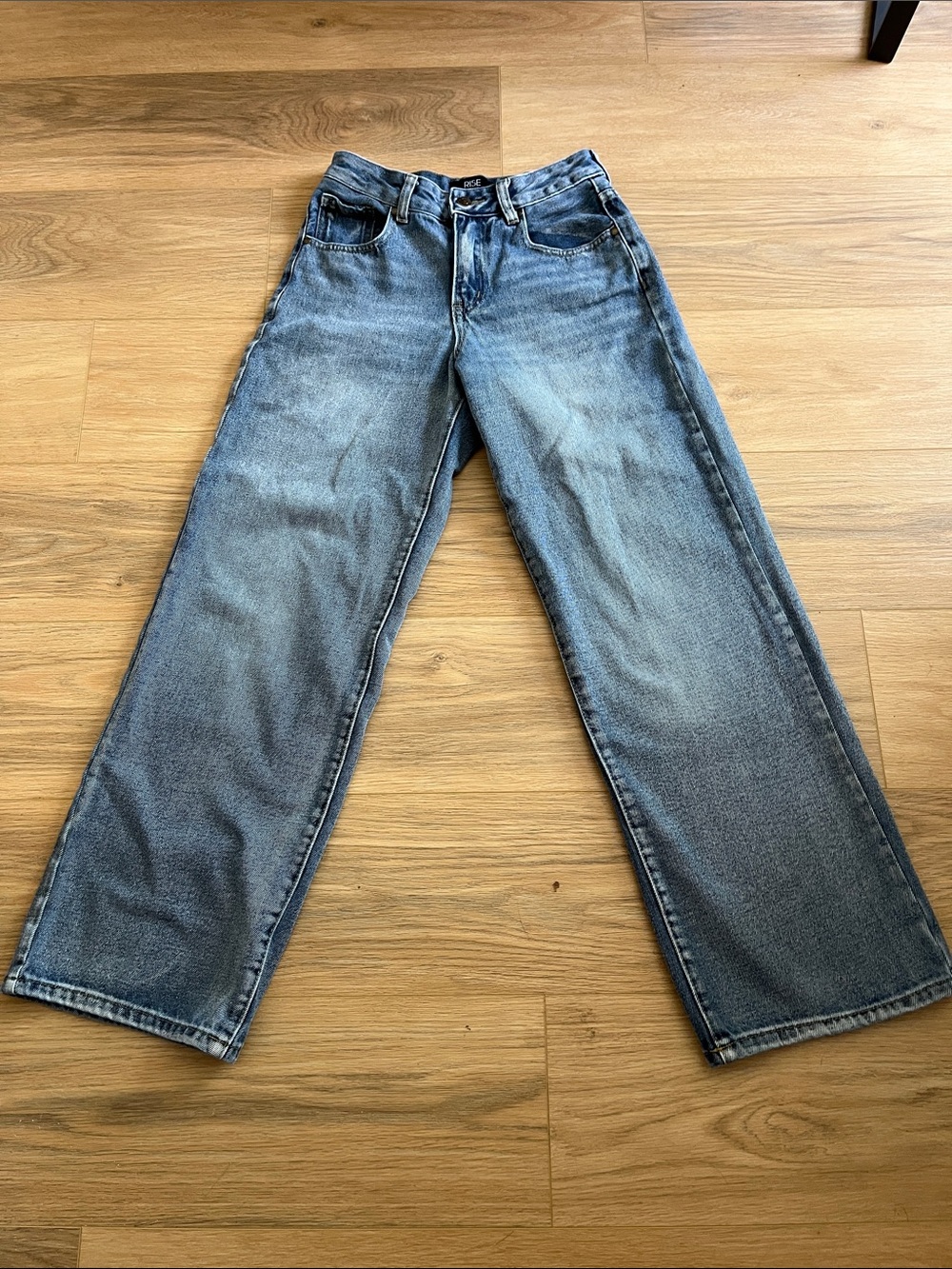 Rise Supply Co. Junior’s Classic High-Rise Wide-Leg Jeans — Light Blue Wash Sz 1